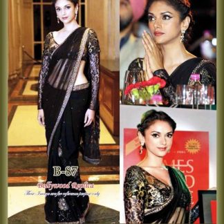 Bollywood Replica Aditi Rao Hydari Beautiful Black Saree-0