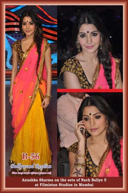 Bollywood Replica Anushka Sharma Pink and Yellow Lehenga-0