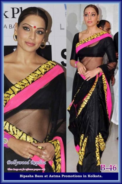 Bollywood Beauty Bipasha Basu in Black Saree-0