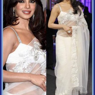 Gorgeous Actress Priyanka Chopra in Beautiful White Net Saree-0