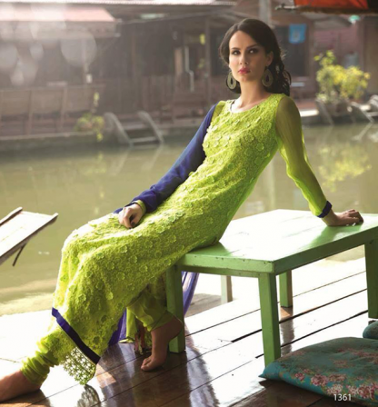Trendy Parrot Green Monalisa Print Dress Material-0