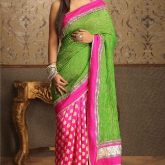 Lovely TV Actress Akshara in Green and Pink Saree-0