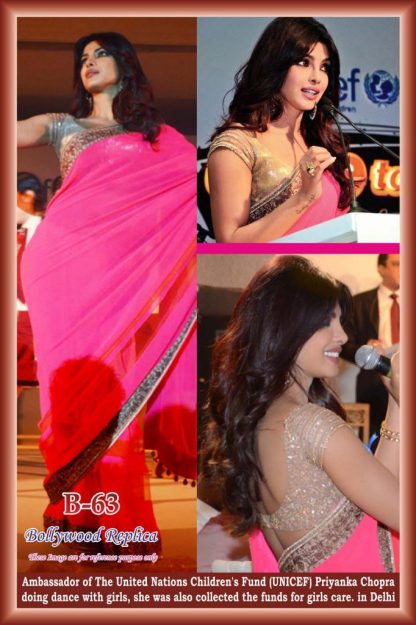 Beautiful Actress Priyanka Chopra Wearing a Bright Pink Saree-0