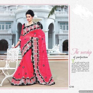 Red and Black Dupian Silk Designer Saree-0