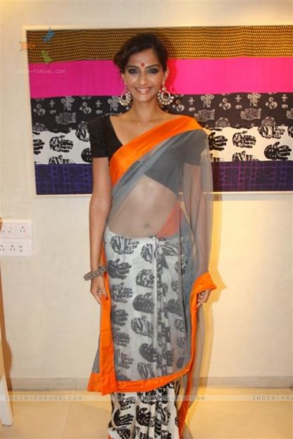 Bollywood Actress Sonam Kapoor in Lovely Masaba Gupta Style Saree-0