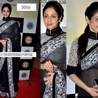 Bollywood Actress Sridevi in Beautiful Grey and Black Saree-0