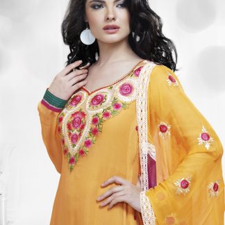 Stylish Designer Yellow and Red Salwar Kameez-0