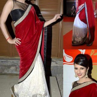 Fabulously Designed Red and White Saree-0
