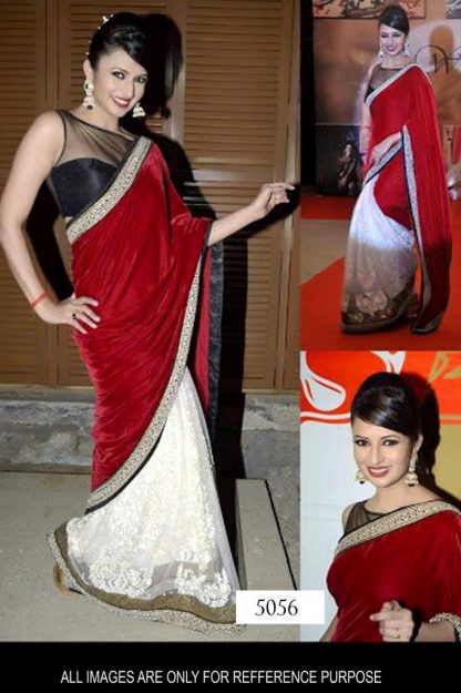 Fabulously Designed Red and White Saree-0