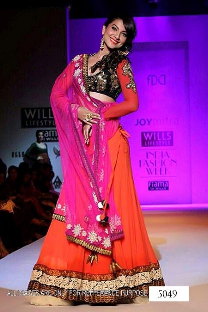 Beautiful Gauhan Khan Designer Orange Lehenga-0