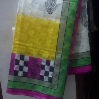 Colorful Handloom Silk Saree in Checkered Work-0