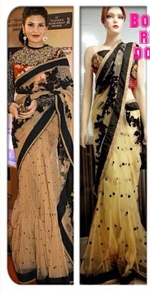 Bollywood Replica Jacqueline Fernandez in Beautiful Net Saree-0