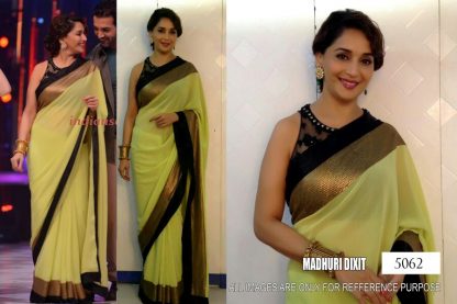 Bollywood Replica Madhuri Dixit in Gorgeous Neon Green Saree-0