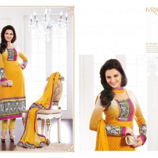Bollywood Actress Monika Bedi in Faux Georgette Yellow Suit-0