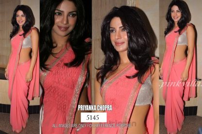 Bollywood Replica Priyanka Chopra Designer Pink Saree-0