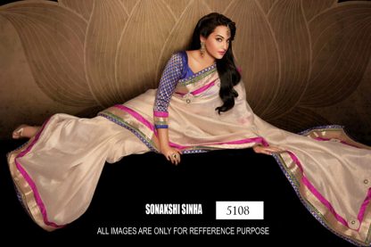 Bollywood Replica Sonakshi Sinha Designer Beige Silk Saree-0