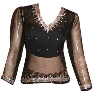 Sizzling Black Georgette Ethnic Top for Indian Women-0