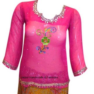 Buy Designer Deep Pink Georgette Kurti for Indian Women-0